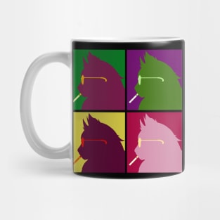 Retro & Vintage Smoking Cat Pop Art Design Mug